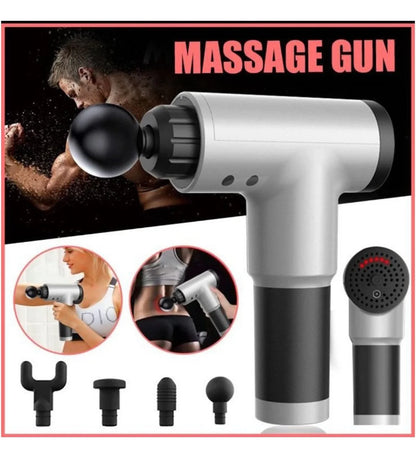 جهاز مساج بالاهتزاز Fascial Gun RH-320 مع 6 مستويات سرعة، 4 رؤوس تدليك، وشحن USB (5347)