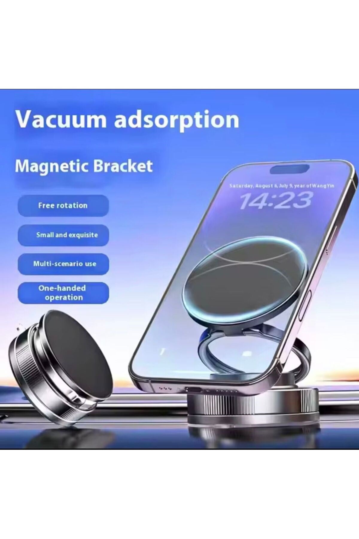 Ultra Güçlü Vakumlu Manyetik Telefon Tutucu - 360° Döner, Tek Elle Kullanım!