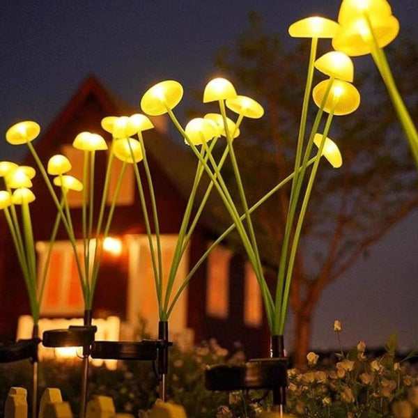 2 Pieces Plastic Mushroom Sensor Solar Garden Light