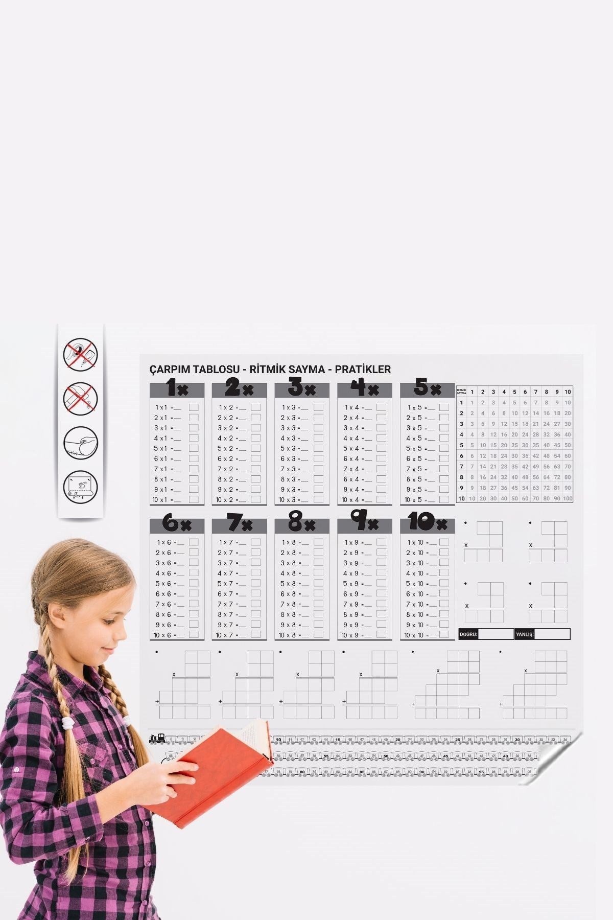 Starixa® Çarpım Tablosu Ezberleme Manyetik Duvar Stickerı 105 x 100 cm