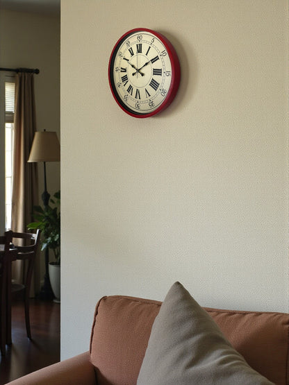 36 Cm Kırmızı Retro Duvar Saati