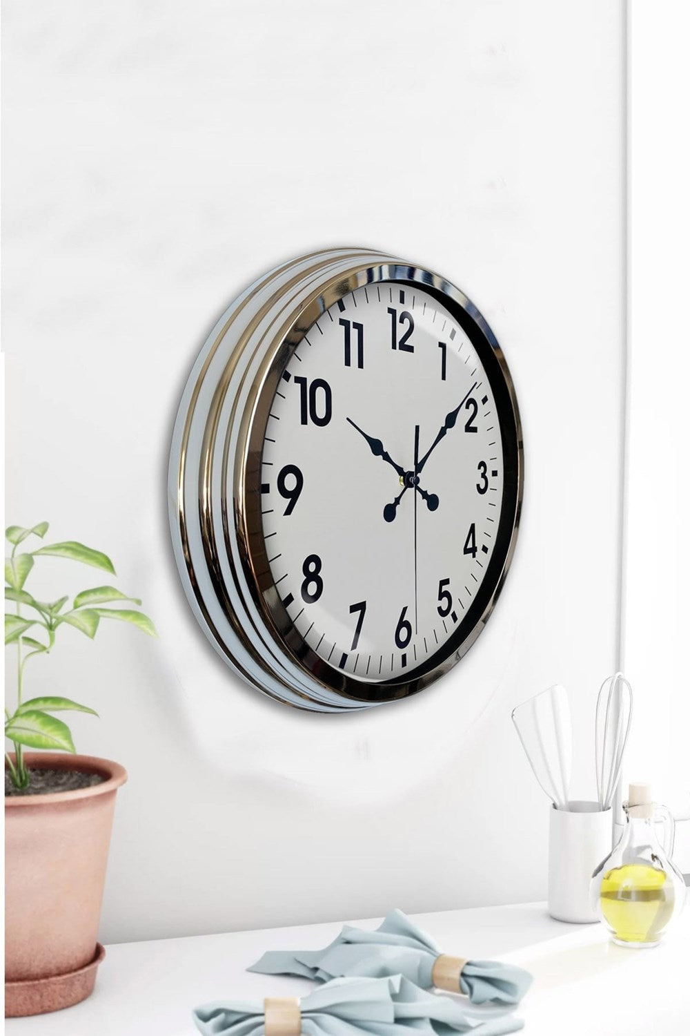 Krom Elegance 40 Cm Metal Standart Duvar Saati