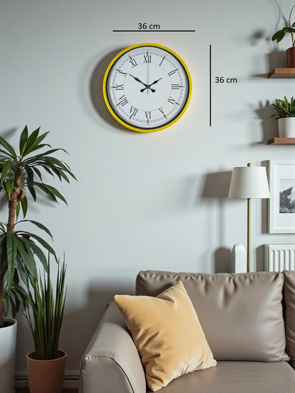 36 Cm Sarı Dekoratif Duvar Saati