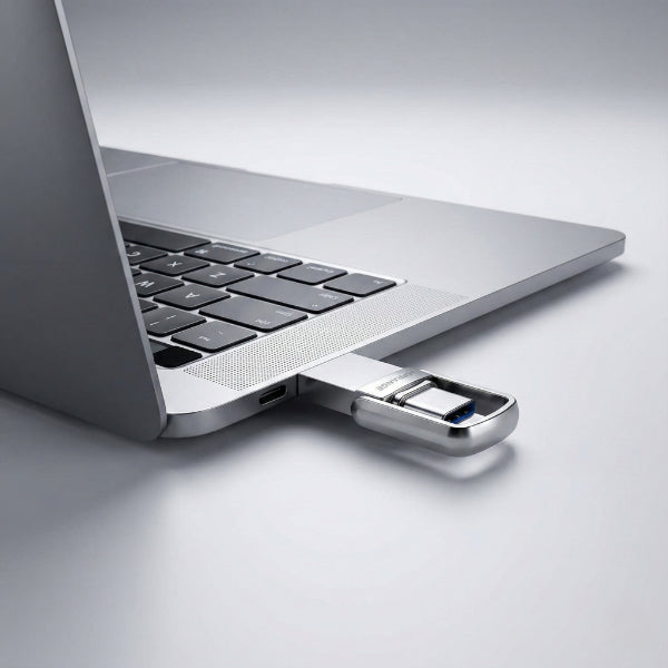 فلاش ديسك معدني بمنفذين USB 3.2 Type-C وUSB سعة 64 جيجابايت