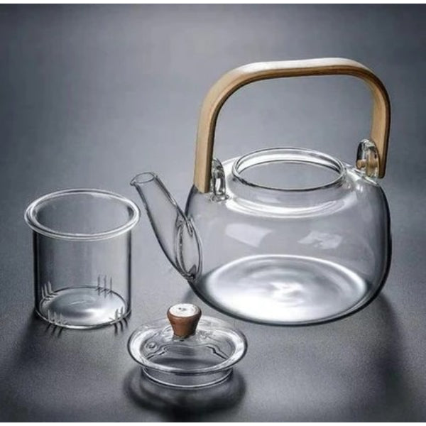 Glass Infuser Teapot with Wooden Handle
