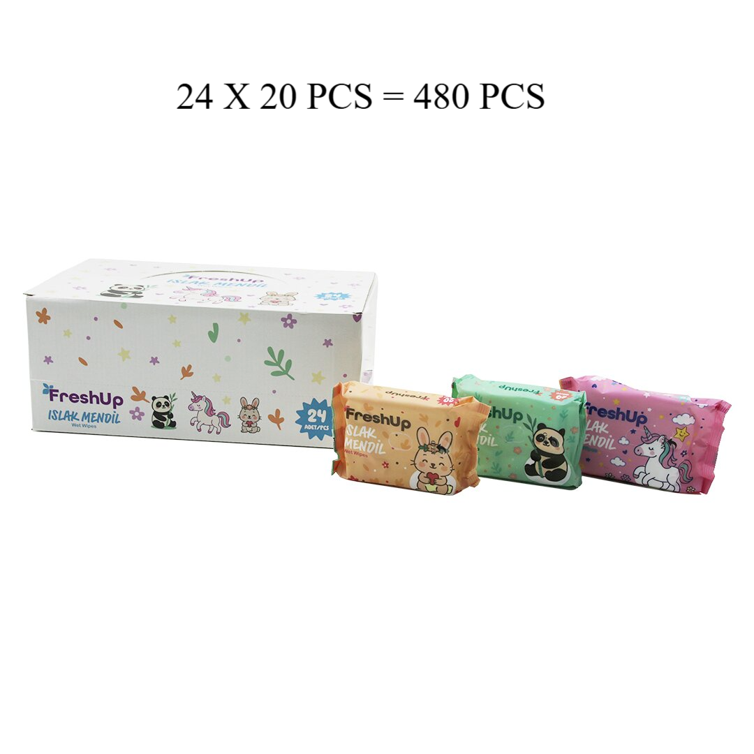 FRESHUP MİNİ 24X20PCS = 480 PCS CEP ISLAK MENDİL MİX (5347)