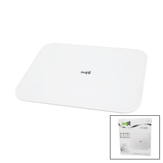 GİZLİ EKRAN -SOFT BEYAZ CAM ZEMİN  DİJİTAL BASKÜL TERAZİ 180KG SENSÖR -LED EKRAN -ODA℃ TF-1070 (5347)