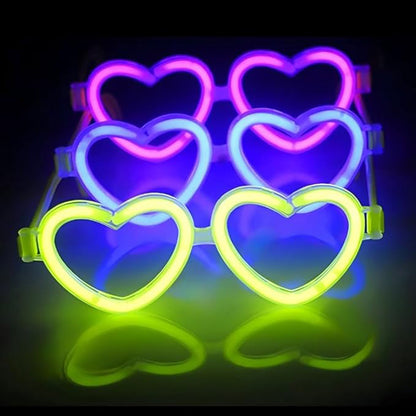Glow Heart Phosphorescent Glasses 6-Color Set - Neon Party (5347)