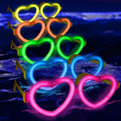 Glow Heart Phosphorescent Glasses 6-Color Set - Neon Party (5347)