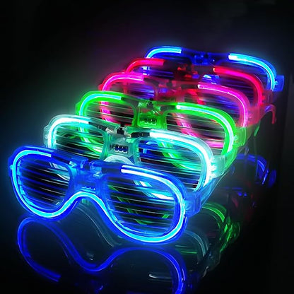 نظارة شمسية للحفلات موديل Glow 3 وظائف مختلفة بإضاءة LED - ألوان متعددة (12 قطعة) (5347)