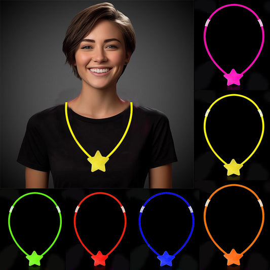 Glow Stick Yıldız Kolye - Glow Kolye - Glow Stick Partisi Yıldız Kolye 6 Adet (5347)