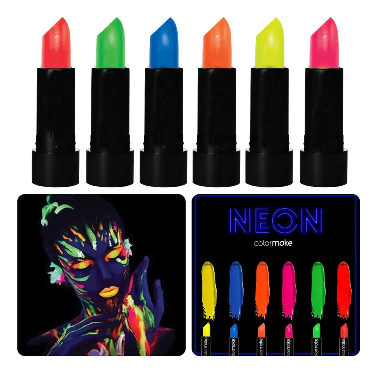 GlowPaint 6-Piece Neon Paint - UV Light Glow Makeup Set (5347)