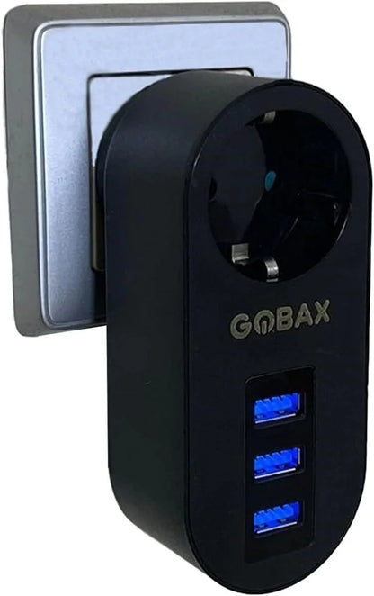 قابس ذكي Gobax للحماية من التيار الحراري مع 3 منافذ USB، حماية للأطفال، إضاءة LED، مقاوم للحرارة العالية (5347)