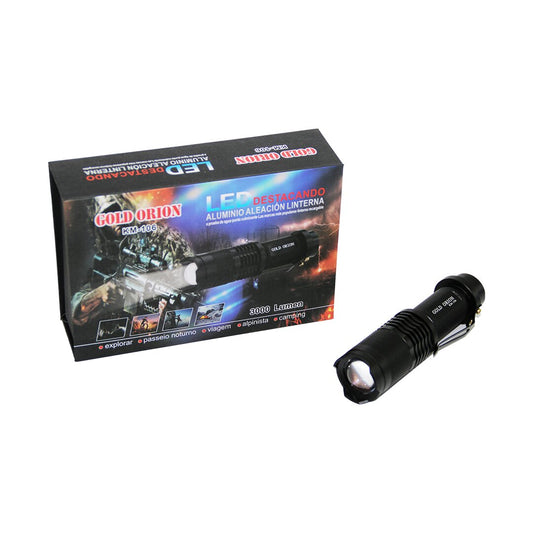 GOLD ORION KM-106 ZOOMLU EL FENERİ FİŞLİ PİL ŞARJ CİHAZLI SİYAH METAL KASA 12.5CM 3000 LUMEN (5347)