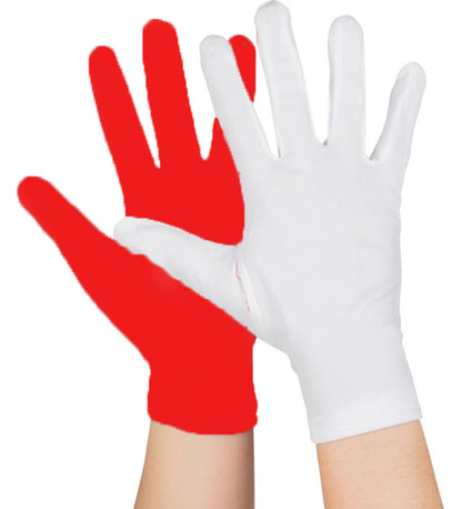 Gösteriler İçin 1 Çift Kırmızı Beyaz Pandomim Eldiveni Çocuk Boy (5347)