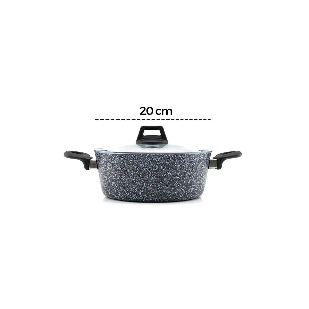 GRİ 7 PARÇA GRANİT TENCERE - TAVA SETİ 20-24CM DERİN - 27CM BASIK CAM KAPAK TENCERE - 26CM TAVA (5347)