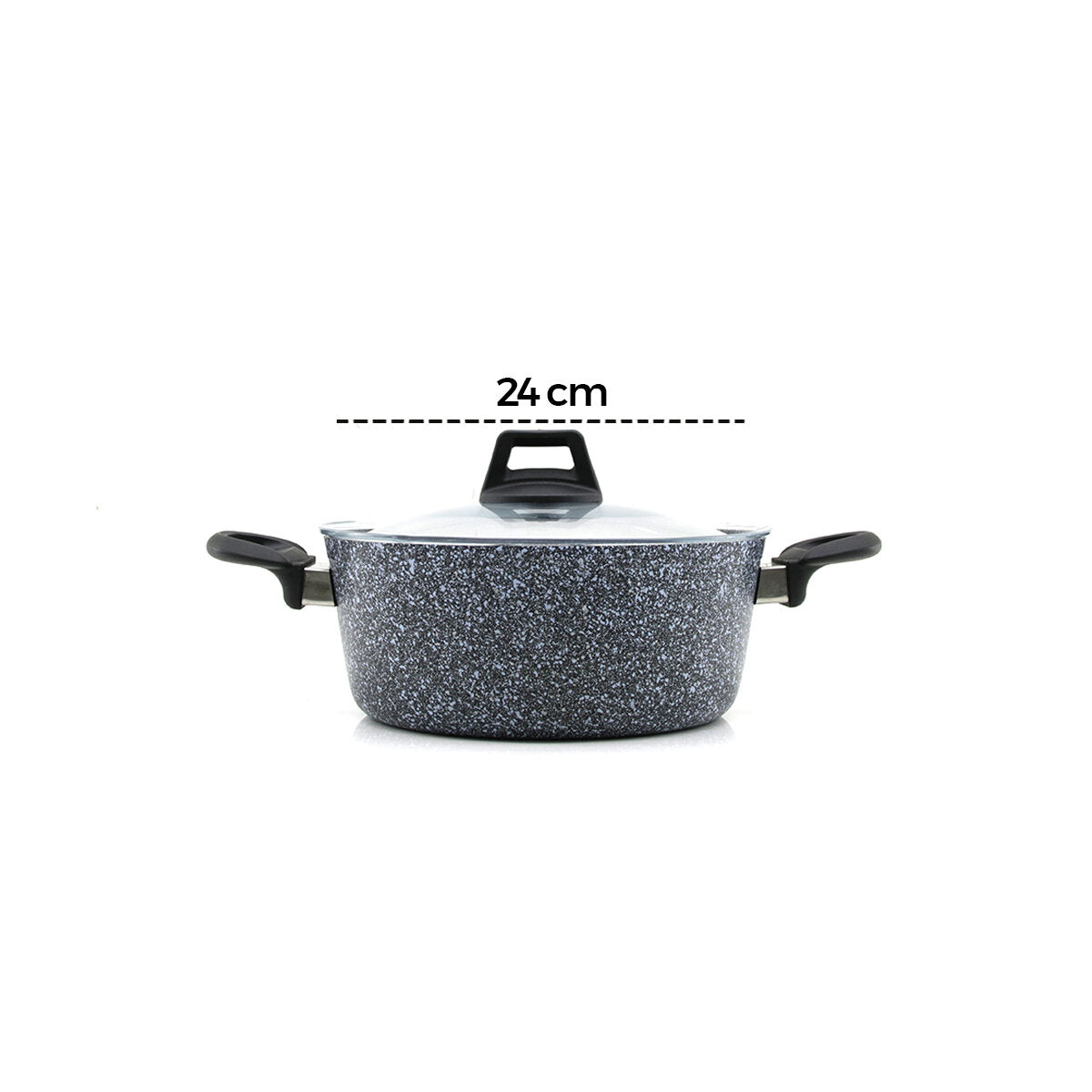 GRİ 7 PARÇA GRANİT TENCERE - TAVA SETİ 20-24CM DERİN - 27CM BASIK CAM KAPAK TENCERE - 26CM TAVA (5347)