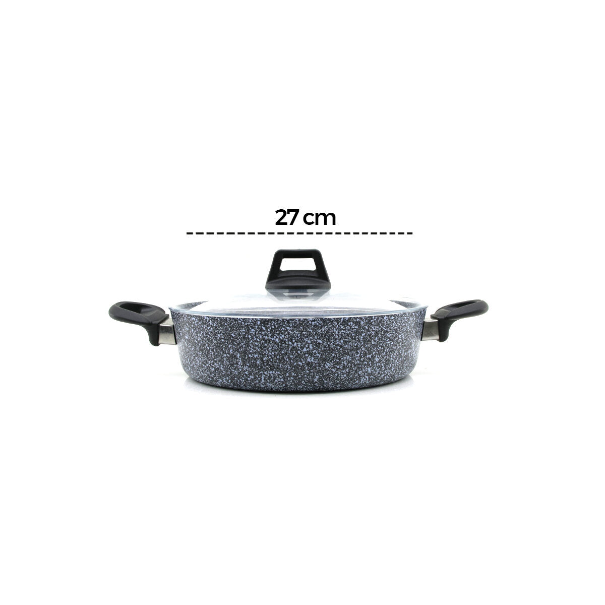 GRİ 7 PARÇA GRANİT TENCERE - TAVA SETİ 20-24CM DERİN - 27CM BASIK CAM KAPAK TENCERE - 26CM TAVA (5347)