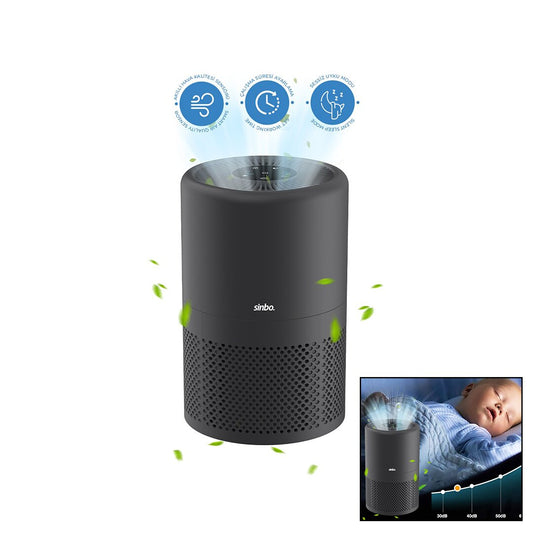 GRİ HAVA TEMİZLEME CİHAZI OTOMATİK FAN 3 KADEME FİLTRELEME LED AYDINLATMA SESSİZ UYKU MOD SAP-5507 (5347)