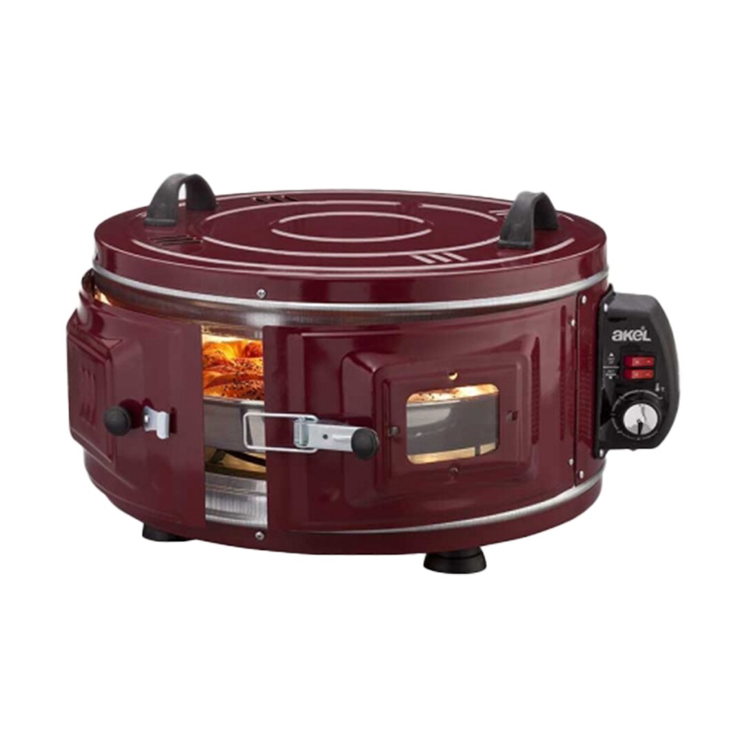 GROSS YUVARLAK DAVUL FIRIN STANDART AYARLANABİLİR TERMOSTAT = 50°C-320°C 1300W - 53CM ALÜMİNYUM TEPSİ ÖN GÖZETLEME CAMI  AF-008B (5347)