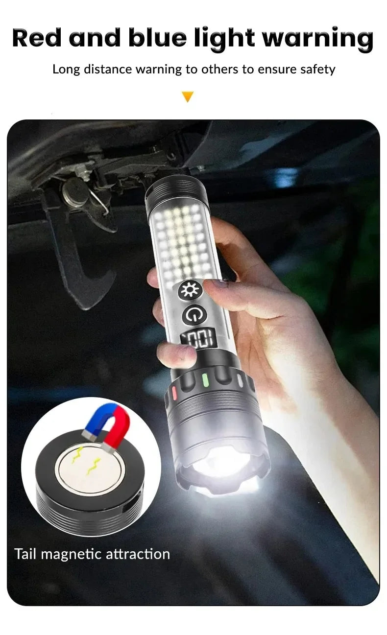 Güçlü Taktik Led El Feneri Paweınuo Sdt53 - 3800lm, 35w, Yan Cob Aydınlatma Ve Type-c Şarj Özelliğine Sahip (5347)