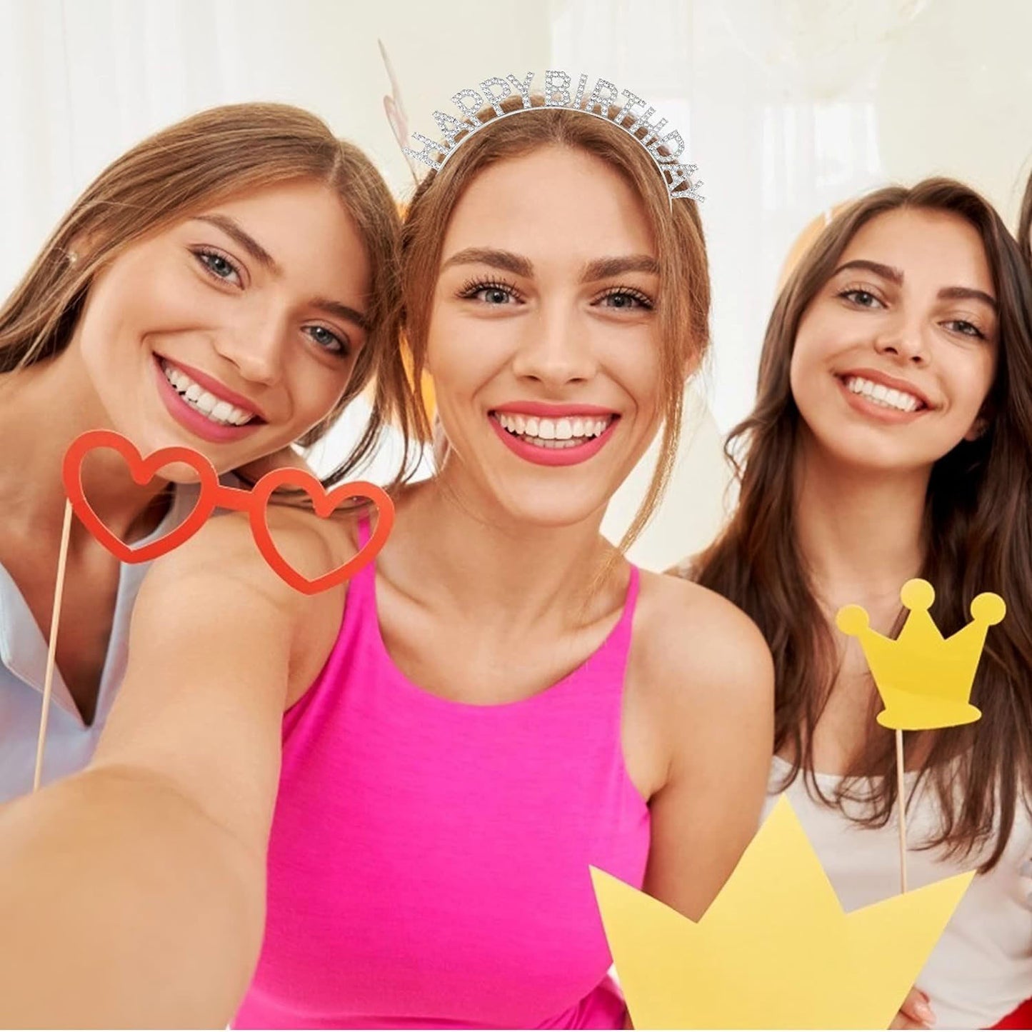 تاج عيد ميلاد سعيد من الكريستال الفضي، منتج مستورد عالي الجودة 17x16 سم (5347)