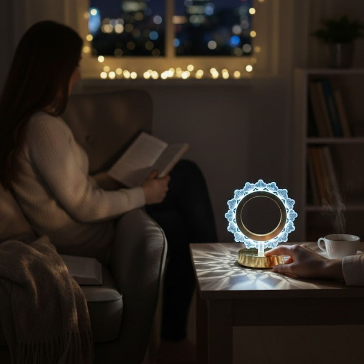 Güneş Şeklinde Kristal LED Masa Lambası - Dokunmatik, 3 Renk Işık Modlu, Şarjlı Mini Dekoratif Gece Lambası (5347)