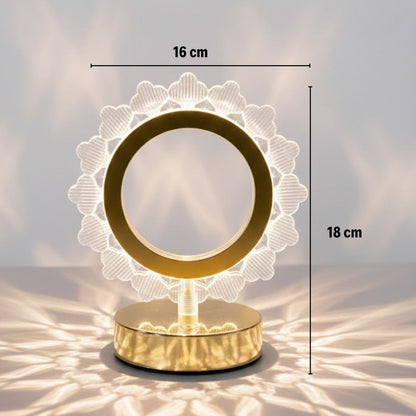 Güneş Şeklinde Kristal LED Masa Lambası - Dokunmatik, 3 Renk Işık Modlu, Şarjlı Mini Dekoratif Gece Lambası (5347)