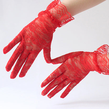 Red Lace Gloves Adult