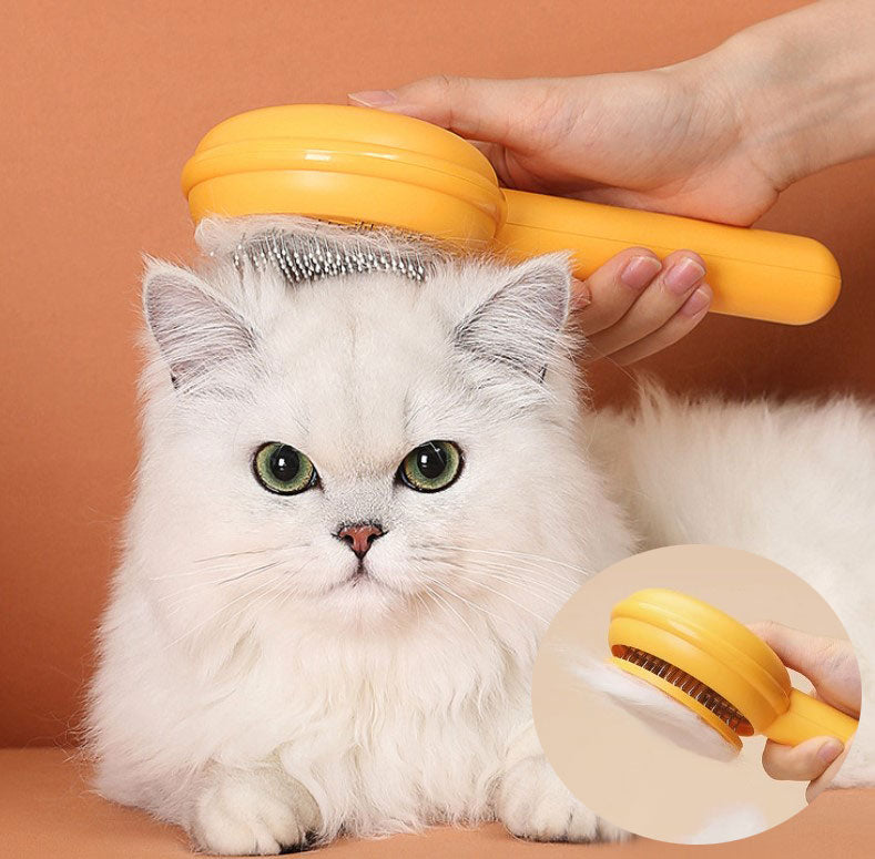 Self-Cleaning Hamburger-Shaped Pet Brush (5347)