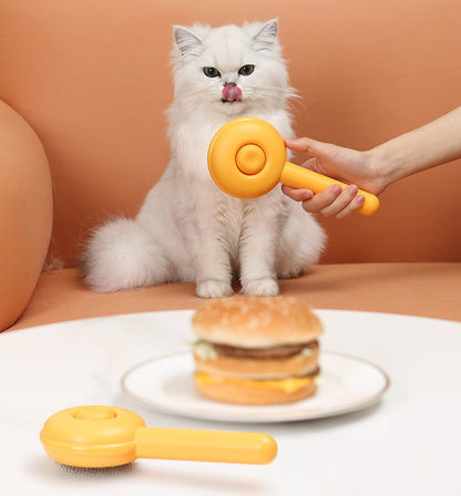 Self-Cleaning Hamburger-Shaped Pet Brush (5347)