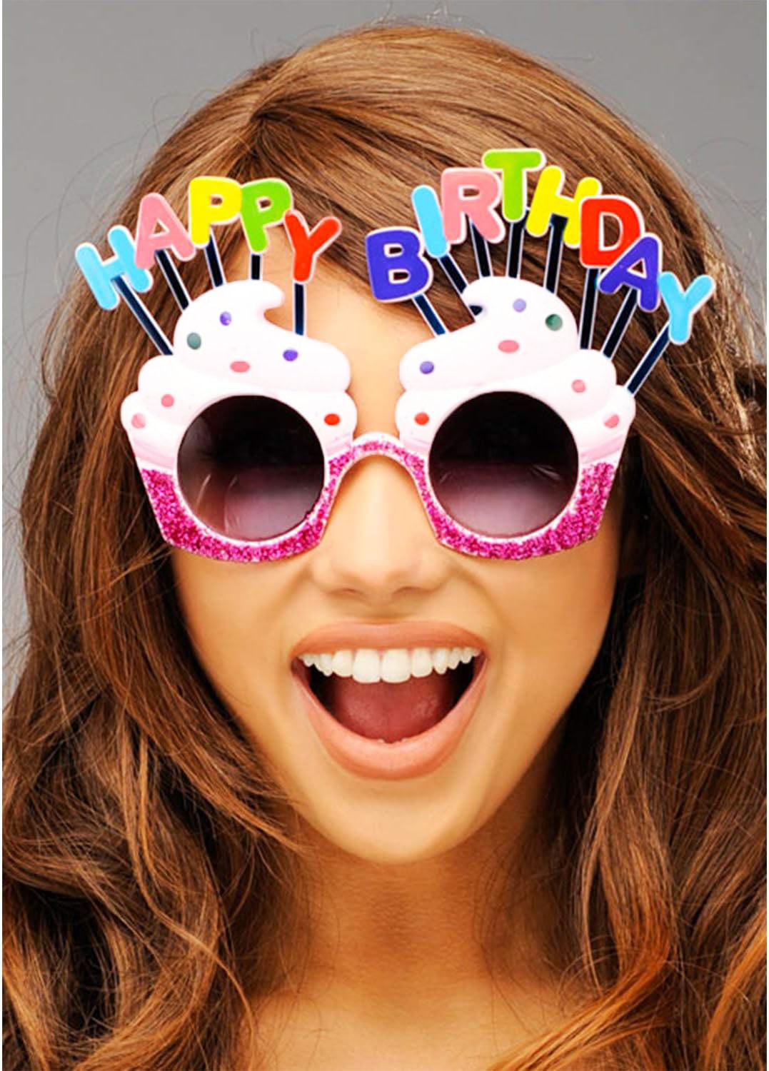 Happy Birthday White Fuchsia Party Glasses