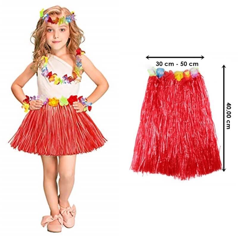 Hawaii Hula Skirt Red 40 cm