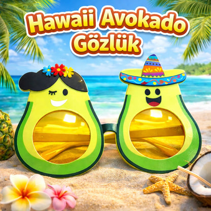 Hawaii Temalı Avokado Gözlük - Kostüm &amp; Parti Gözlüğü (5347)