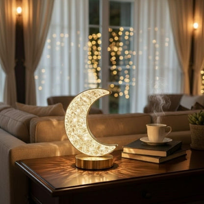 Hilal AY Model Kristal LED Masa Lambası - Dokunmatik, 3 Renk Işık Modlu, Şarjlı Mini Dekoratif Gece Lambası (5347)