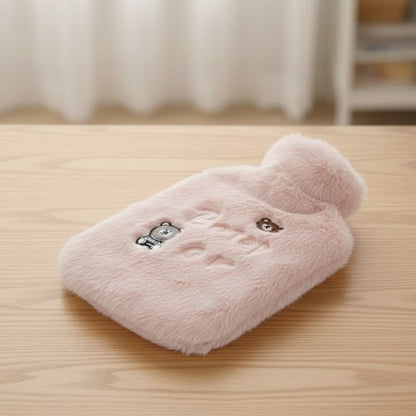 Işıklı Ayıcıklı Figürlü Pembe Peluş Sıcak Su Torbası 1 Lt - Yumuşak Kılıf, Uzun Süre Sıcak Tutan Termal Su Torbası (5347)