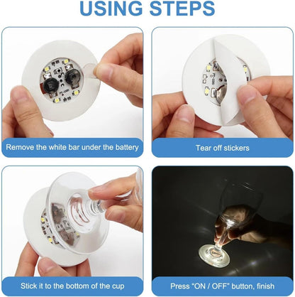 قاعدة أكواب مضيئة لاصقة بثلاثة أوضاع LED
