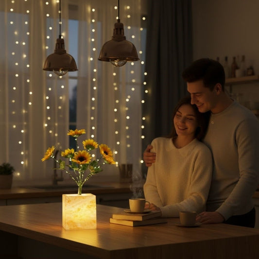 Işıklı Yapay Çiçek - Sarı Saksılı LED Dekoratif Bitki, Masaüstü ve Ev Ofis Aydınlatmalı Süs Bitkisi (5347)