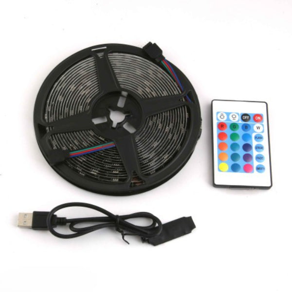 شريط RGB إضاءة 30 LED مع جهاز تحكم عن بعد، توصيل USB