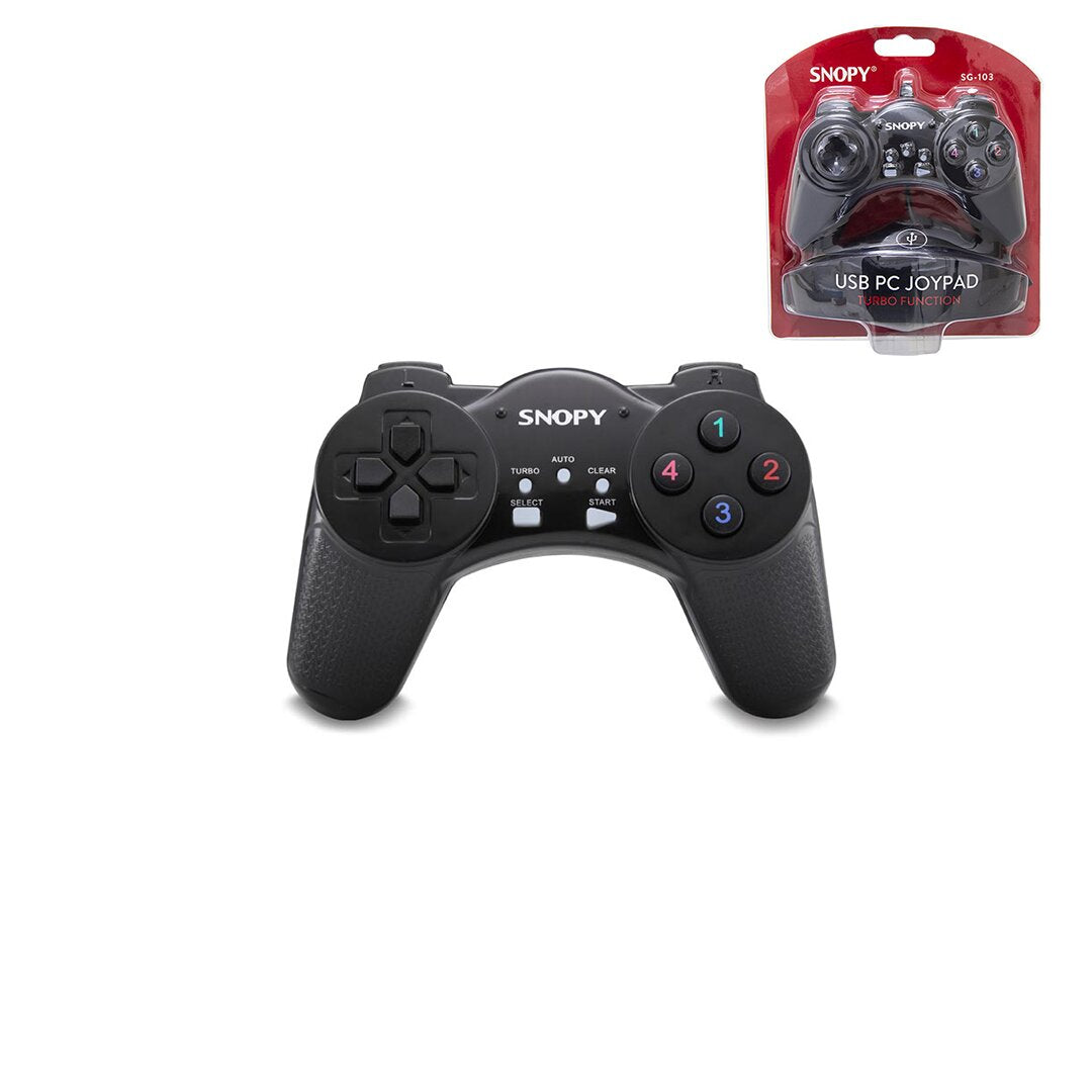 عصا تحكم (JOYPAD - GAMEPAD) ألعاب سوداء مع كابل USB و 13 زرًا و 8 اتجاهات ومُحفّز بطول 1.5 متر (5347)