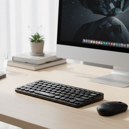 Kablosuz Lacivert Bluetooth Klavye Mouse Seti - Yuvarlak Tuşlu Tasarım, Türkçe Q Dizilim, Taşınabilir, Ev ve Ofis Kullanımına Uygun (5347)
