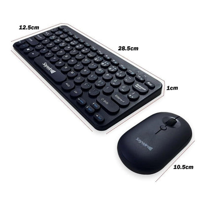 Kablosuz Lacivert Bluetooth Klavye Mouse Seti - Yuvarlak Tuşlu Tasarım, Türkçe Q Dizilim, Taşınabilir, Ev ve Ofis Kullanımına Uygun (5347)