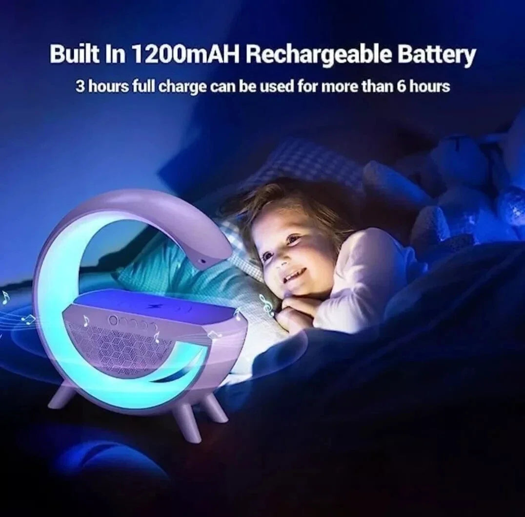 Kablosuz Telefon Şarj Bluetooth Hoparlör Istasyonu Ses Rgb Atmosfer Gece Işık Bt-2301 (5347)