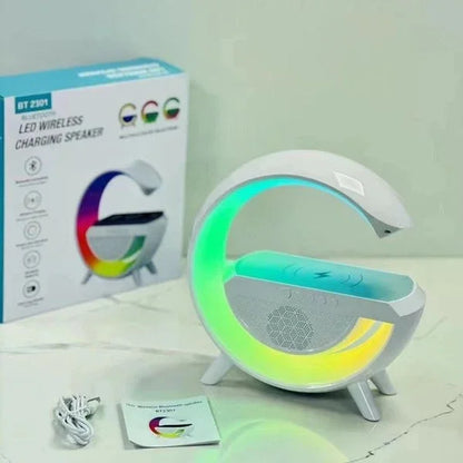 Kablosuz Telefon Şarj Bluetooth Hoparlör Istasyonu Ses Rgb Atmosfer Gece Işık Bt-2301 (5347)