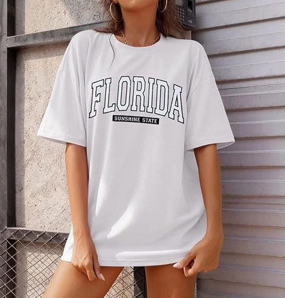 Women's Crew Neck Printed T-shirt - White