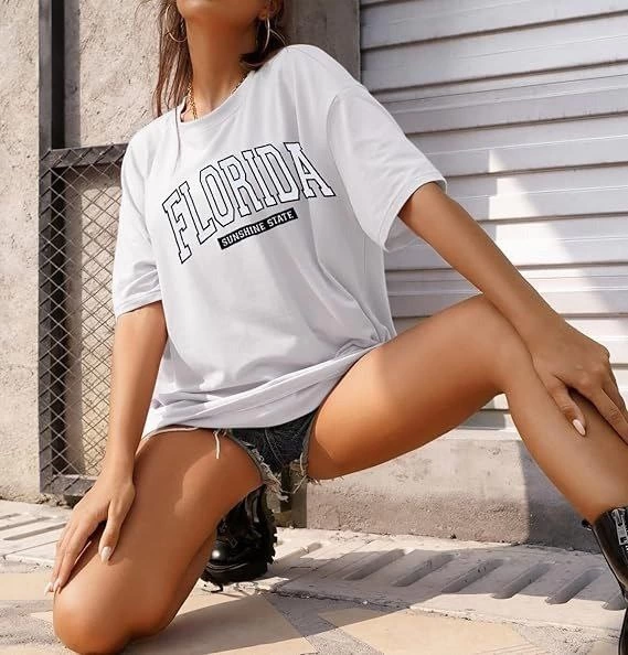 Women's Crew Neck Printed T-shirt - White