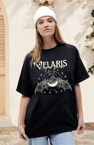 Women's Crew Neck Printed T-shirt - Black