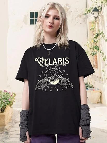 Women's Crew Neck Printed T-shirt - Black