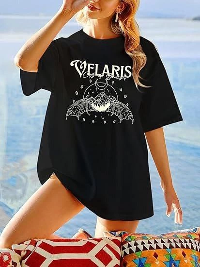 Women's Crew Neck Printed T-shirt - Black