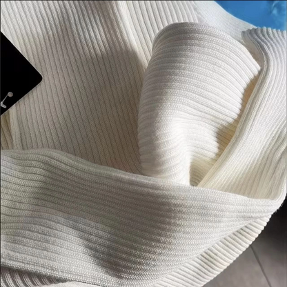 Women's Turtleneck Knit Dress - Long Ribbed Stretchy Weave, True to Size, Stylish Comfortable Winter & Spring Style, 130 cm Midi Dress - White
